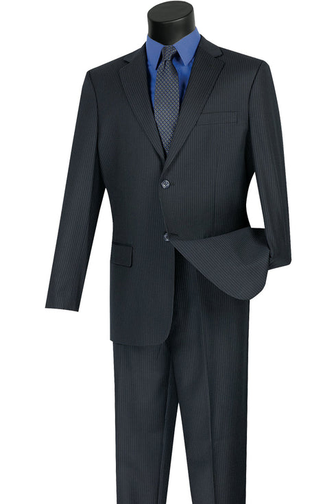 Mens 2 Button Wool Blend Pinstripe Suit in Navy