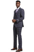 Men's Stacy Adams One Button Peak Lapel Double Breasted Vest Suit in Charcoal Grey Plaid