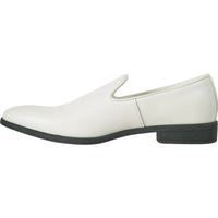 Bravo Mens Classic Plain Toe Slip on Loafer Dress Shoe in Ivory