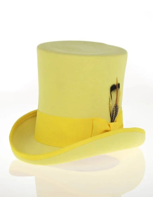 Victorian Steampunk Top Hat - 1800 19th Century - Dressy Loden Felt Top Yellow Hat