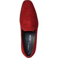 Bravo Mens Vegan Suede Wedding & Prom Slip On Loafer Dress Shoe in Red