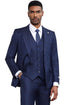 Men's Stacy Adams Classic One Button Vested Windowpane Suit in Navy Blue