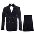 Men’s Rossi Man Zeus Black Velvet Double Breasted Tuxedo Suit, Formal Wedding Prom Dinner Suit Set