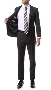Mens ZNL22S 2pc 2 Button Slim Fit Charcoal Grey Zonettie Suit