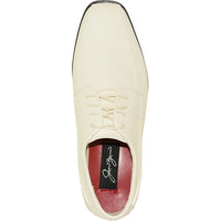 Bravo Mens Formal Wedding & Prom Double Runner Shiny Patent Dress Shoe in Ivory