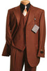 Mens 2 Button Vested Basic Wool Feel Suit in Cognac