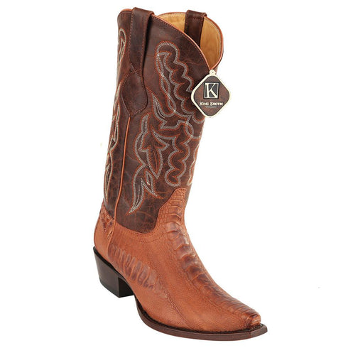 King Exotic Men's Ostrich Leg Grasso Western Snip Toe Boots