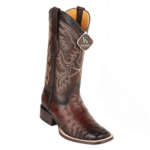 King Exotic Men's Ostrich Square Toe Boots