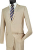 Mens 2 Button Wool Feel Slim Fit Suit in Light Beige