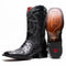 Marco Di Milano Alabama Black Ostrich Quill Square Toe Cowboy Boots