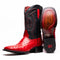 Marco Di Milano Alabama Red Ostrich Quill Square Toe Cowboy Boots