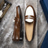 Zelli Alba Italian Calfskin Penny Loafers in Camel and Cream