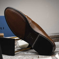 Zelli Alba Italian Calfskin Penny Loafers in Camel and Cream