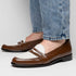 Zelli Alba Italian Calfskin Penny Loafers in Camel and Cream