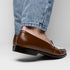 Zelli Alba Italian Calfskin Penny Loafers in Camel and Cream