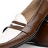 Zelli Alba Italian Calfskin Penny Loafers in Camel and Cream