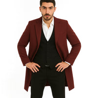 Alberto Nardoni Dark Burgundy Wool Overcoat / Topcoat