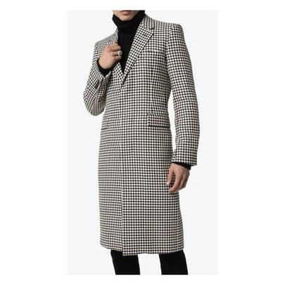 BLACK WHITE SINGLE BREASTED HOUNDSTOOTH