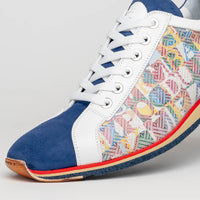 Zelli Alpha Blue Calfskin Sneakers with Sueded and Print Details