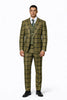 Statement Men’s 3-Piece Plaid Wool Suit – 100% Wool Modern Fit with Wide Peak Lapel