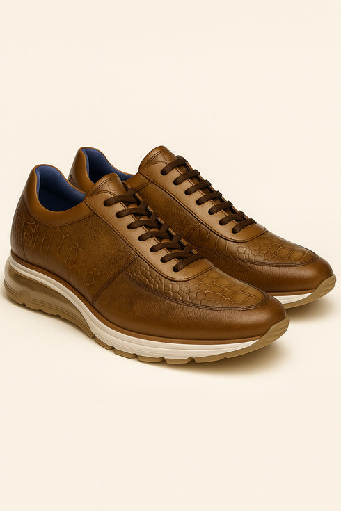 Belvedere Todd Men's Shoes Antique Brandy Exotic Genuine Ostrich Casual Sneakers