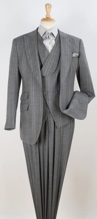 Apollo King Mens 3 Piece 100% Super 150s Wool Suit – High Fashion Double Breasted Vest, Peak Lapel Jacket