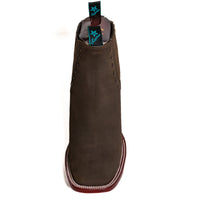 Los Altos Women's Boot Wide Square Toe Nobuck Dark Tabacco Leather Sole - Nobuck Dark Tabacco
