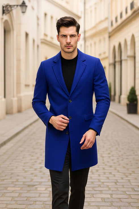 Royal Blue Peacoat - Mens Royal Blue Peacoat