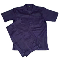 Mens Purple Linen Shirt and Pants Casual Outfit Set