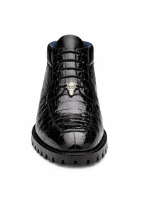 Belvedere Gallardo Men's Shoes Black Exotic Caiman Crocodile Derby Split-toe Boots