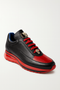 Belvedere  Flash Men's Shoes Black & Red Exotic Ostrich / Calf-skin Leather Casual Sneakers