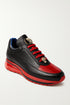 Belvedere  Flash Men's Shoes Black & Red Exotic Ostrich / Calf-skin Leather Casual Sneakers