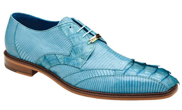 Belvedere Blue Crocodile Lizard Skin Mens Shoes Valter