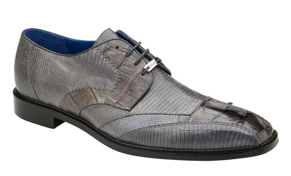 Belvedere Gray Crocodile Lizard Skin Mens Shoes Valter