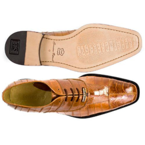 Belvedere Mare Camel Genuine Eel  Ostrich Leg Shoes