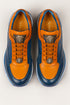 Belvedere  Flash Men's Shoes Blue Safari & Almond Exotic Ostrich / Calf-skin Leather Casual Sneakers