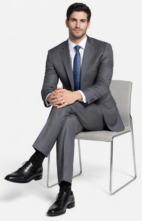 Bertolini 2PC Gray Two-button Suit Wool & Silk