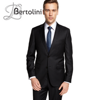 Bertolini 3Pc Wool & Silk Solid Black Suit