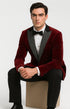 Big and Tall Velvet Blazer in Color Red  - Sportcoat  Rhinestone-Embedded  Stacy Adams $179