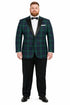 Big and Tall Holiday Jackets - Christmas Tartan Plaid Sport Jacket For Big Man in Color Green and Blue Tartan Scottish Pattern
