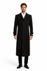 Black 100% Plush MicroFiber Dress Trench Top Long Coat - Mens Topcoat - Mens Overcoat