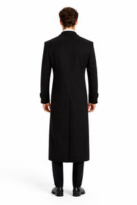 Black 100% Plush MicroFiber Dress Trench Top Long Coat - Mens Topcoat - Mens Overcoat
