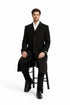 Black 100% Plush MicroFiber Dress Trench Top Long Coat - Mens Topcoat - Mens Overcoat