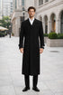 Black 100% Plush MicroFiber Dress Trench Top Long Coat - Mens Topcoat - Mens Overcoat