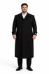 Black 100% Plush MicroFiber Dress Trench Top Long Coat - Mens Topcoat - Mens Overcoat