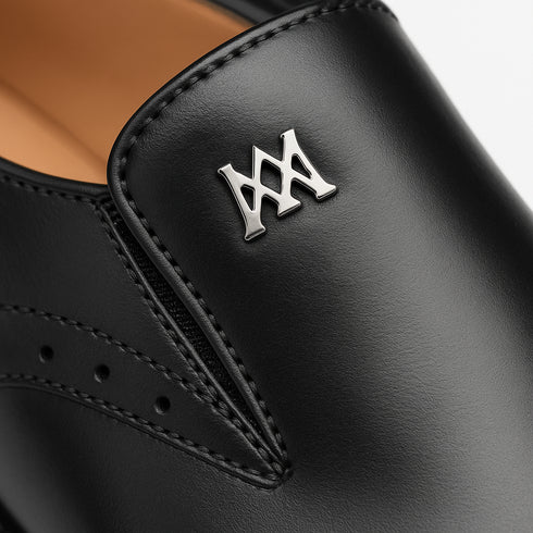 Patina Calfskin Artisan Black Double Gore Slip-on Shoes By Mezlan Made In Spain Brand