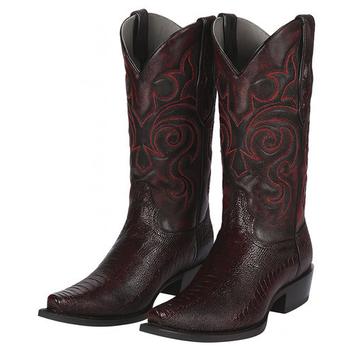 Black Cherry Ostrich Leg Cowboy Boots