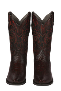 Black Cherry Ostrich Leg Cowboy Boots
