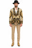 Men’s Black and Gold Baroque Blazer with Matching Pants, Hat, and Shoes – Luxury Party and Wedding Outfit Set