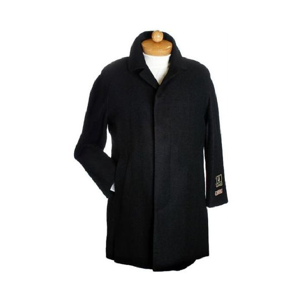 Black Hidden button Dress Coat Wool & Cashmere Winter Overcoat ~ Mens Topcoat